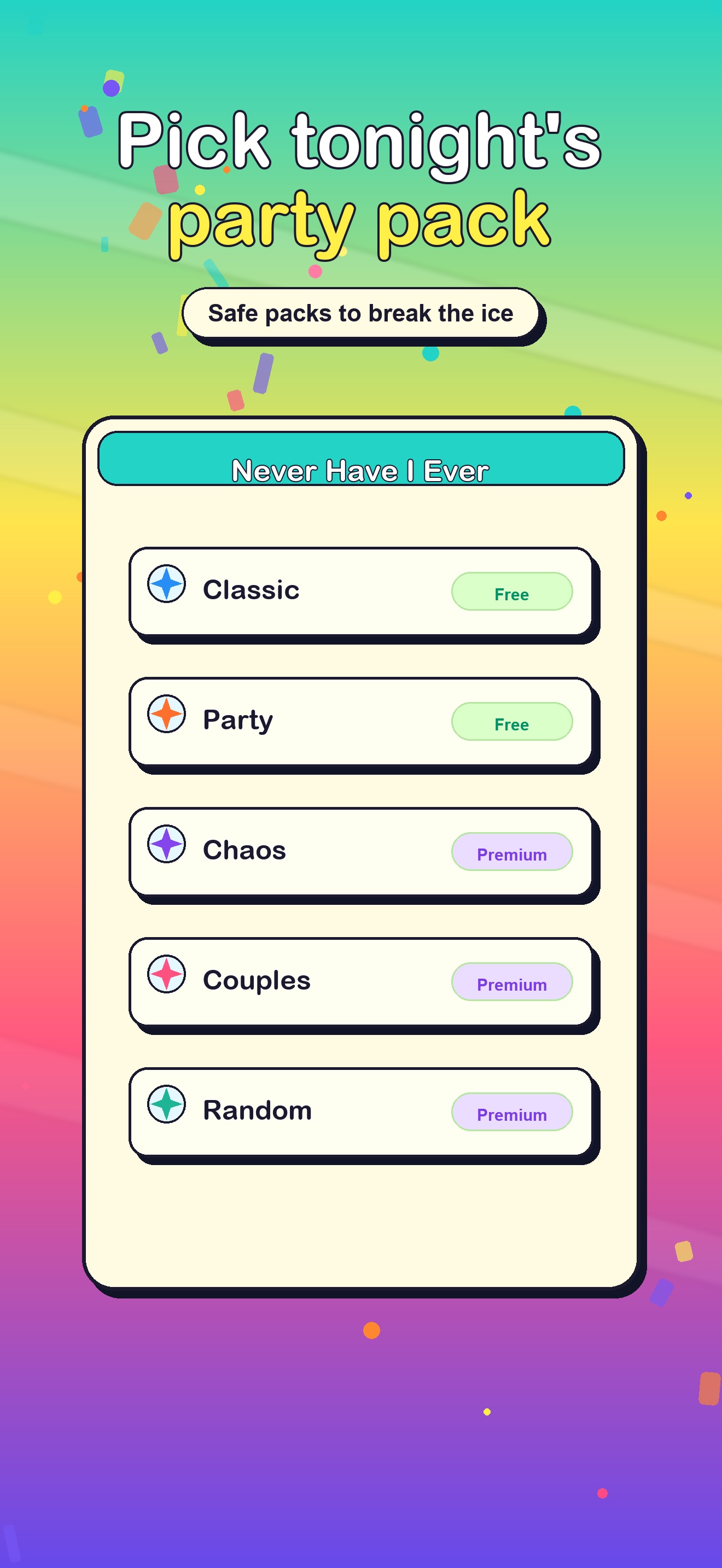 Never Have I Ever Party — Screenshot 2